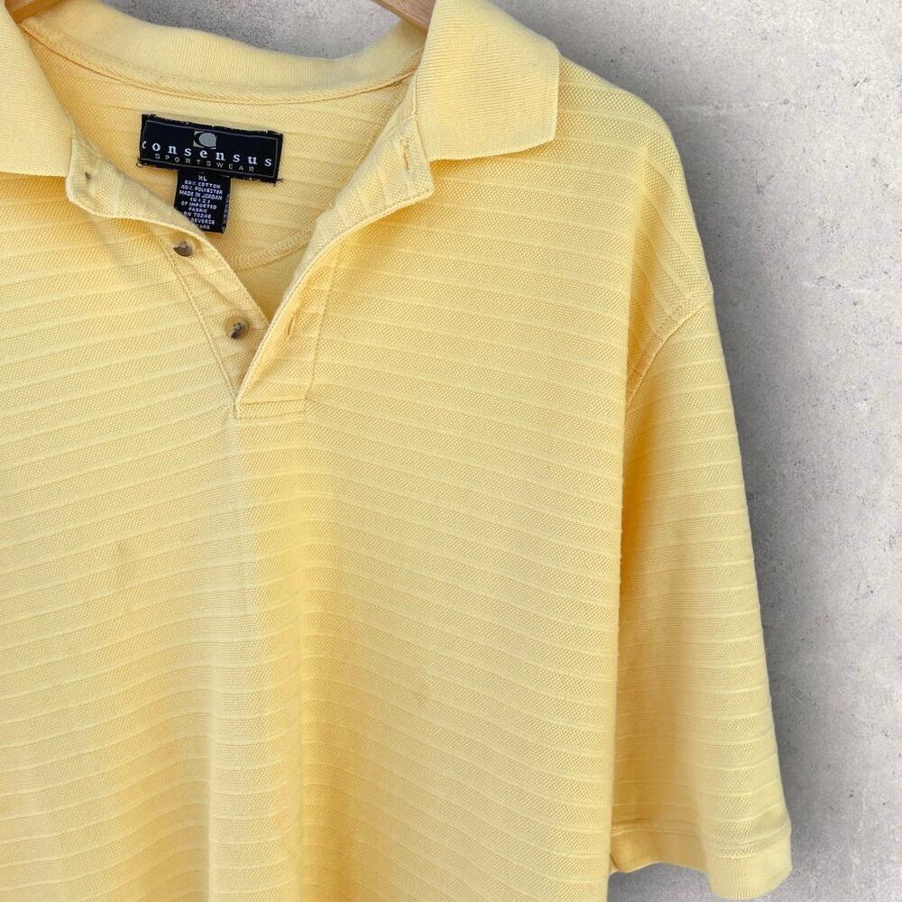 Consensus Sportswear Mens Yellow 3 Button Collared Short Sleeve Polo Size XL - Picture 3 of 8